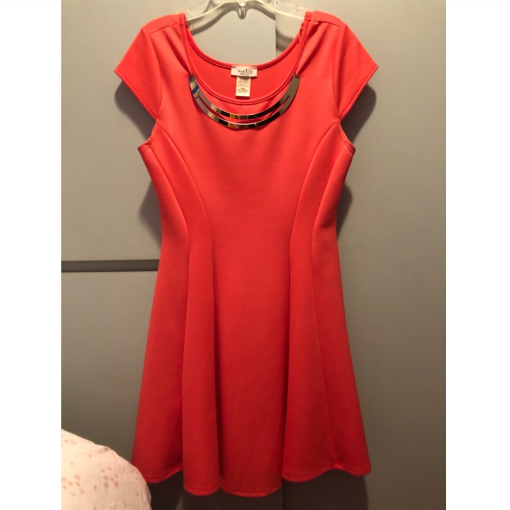 Orange Fit and Flare Women's Dress